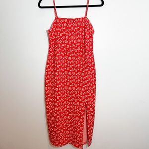 Red Floral ZARA Midi Dress